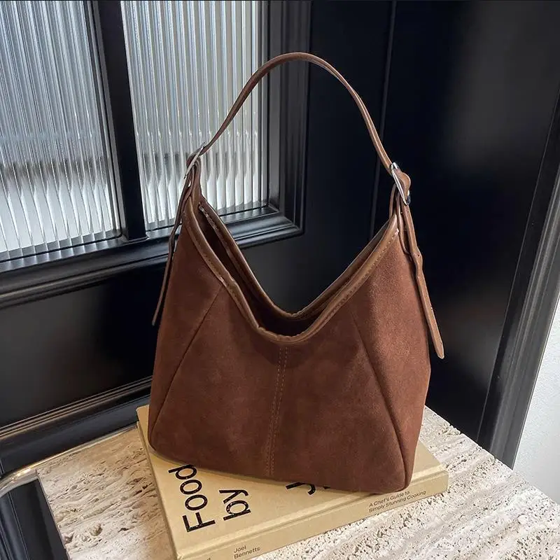 

Vintage Handbag Purse for Women Suede Shoulder Bag Causal Crossbody Bags Female Luxury Designer Clutch Ladies Crescent Hobo Bag