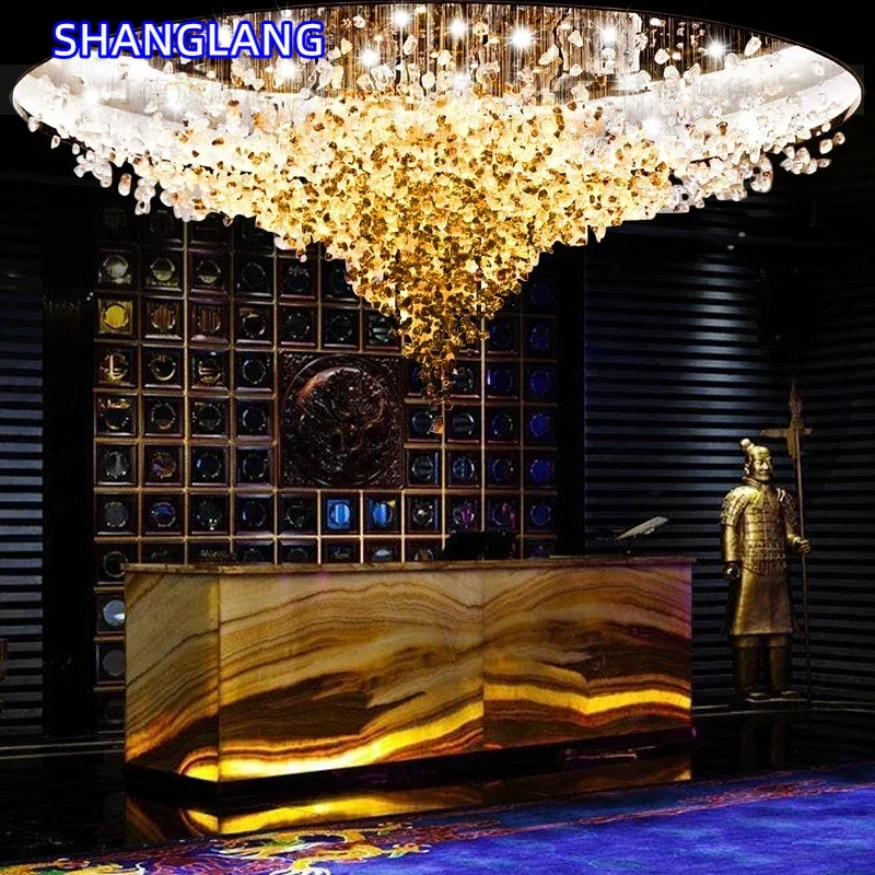 

Large Crystal LED Chandelier Modern Luxury Stone Hanging Lamps For Living Room Indoor Home Decor Lobby Cristal Lighting Fixtures