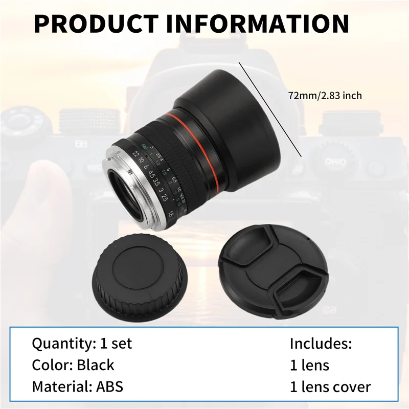 B24B 85Mm F1.8 Camera Lens For Canon F1.8 Large Aperture Fixed Focus Portrait Macro Pure Manual Focus SLR Camera Lens