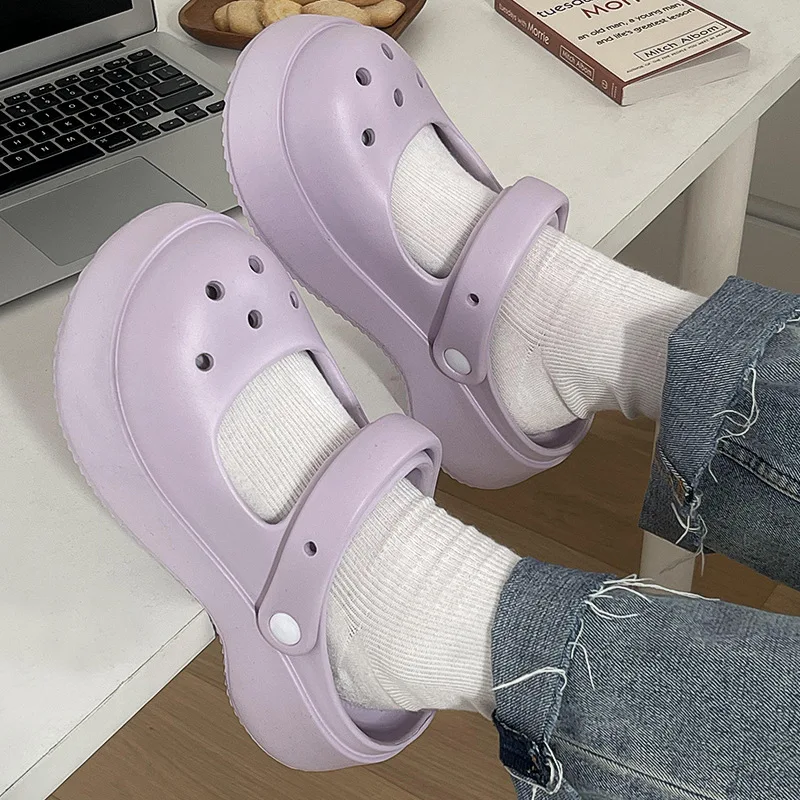 Fashion Mary Jane Garden Shoes Woman Platform Slippers Cute DIY Thick Sole Girls Summer Indoor Beach Slides Ladies Footwear