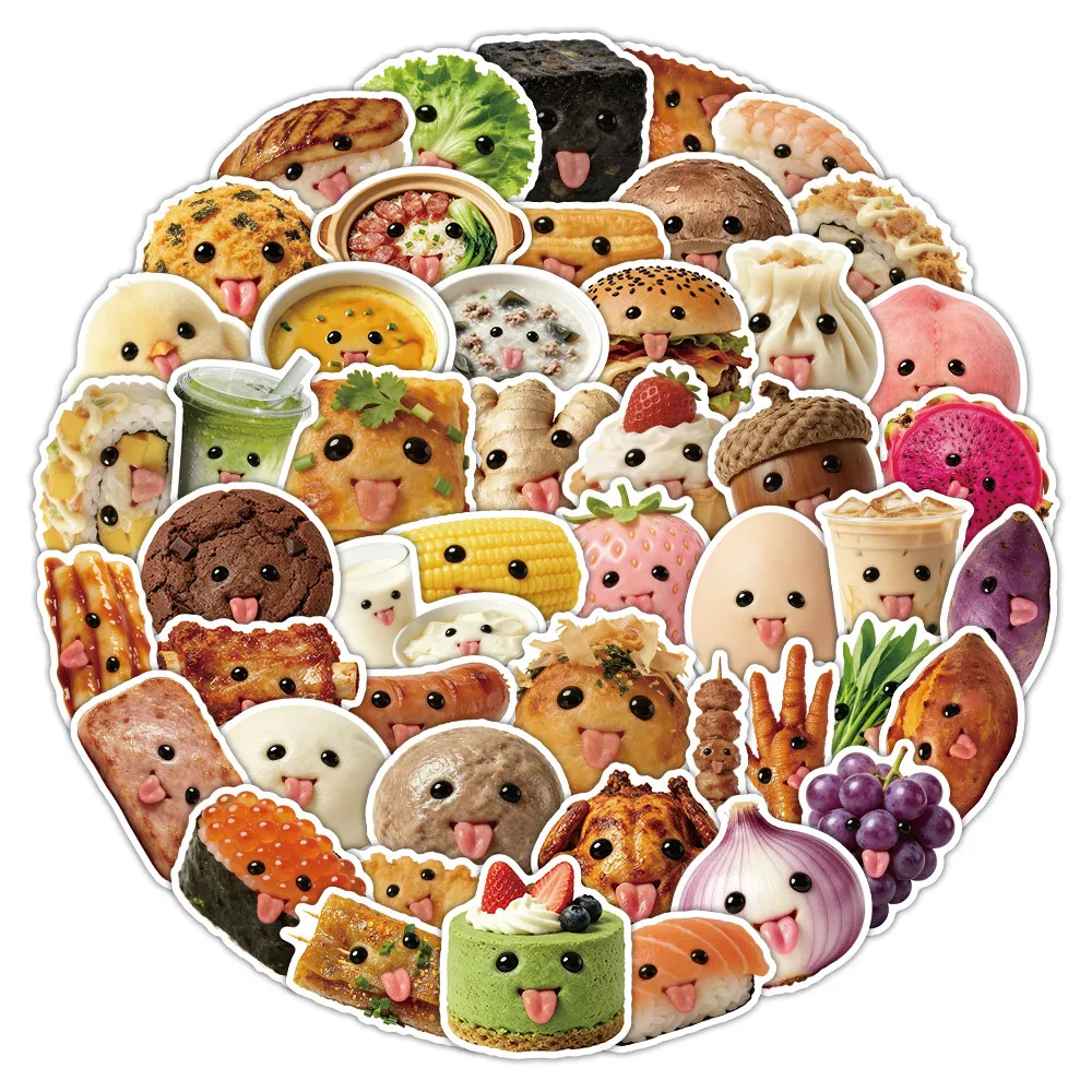 52Pcs Abstract Food Art Stickers Creative DIY Decor For Notebook Phone Travel Items Giajar Sticker Store