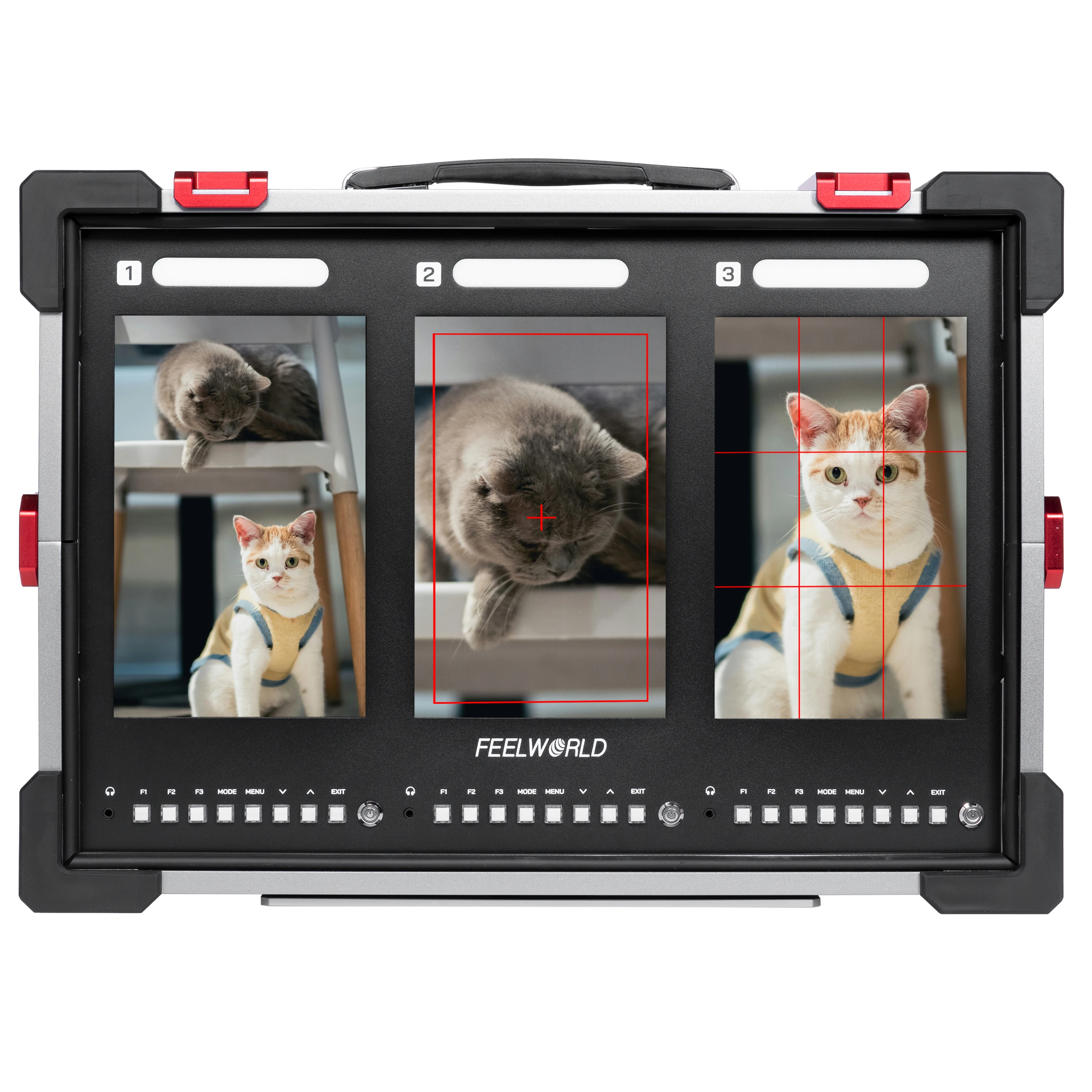 

L FEELWORLD PS101 Тройной 10,1-дюймовый вертикальный монитор высокой яркости 1000 нит с портативным защитным чехлом Прямой оптовый заказ с фабрики