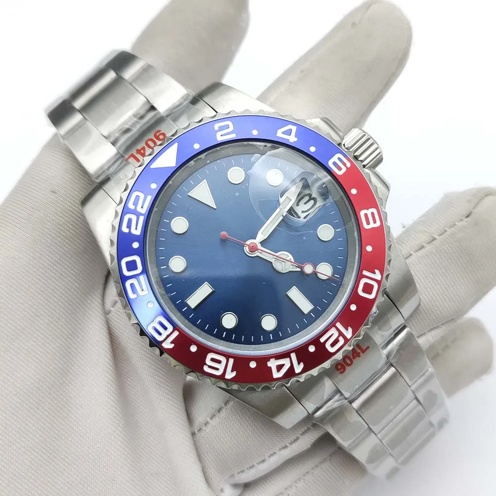 ステンレス鋼ケース付き滅菌時計,自動移動,サファイアガラス,日付,防水,40mm,nh35