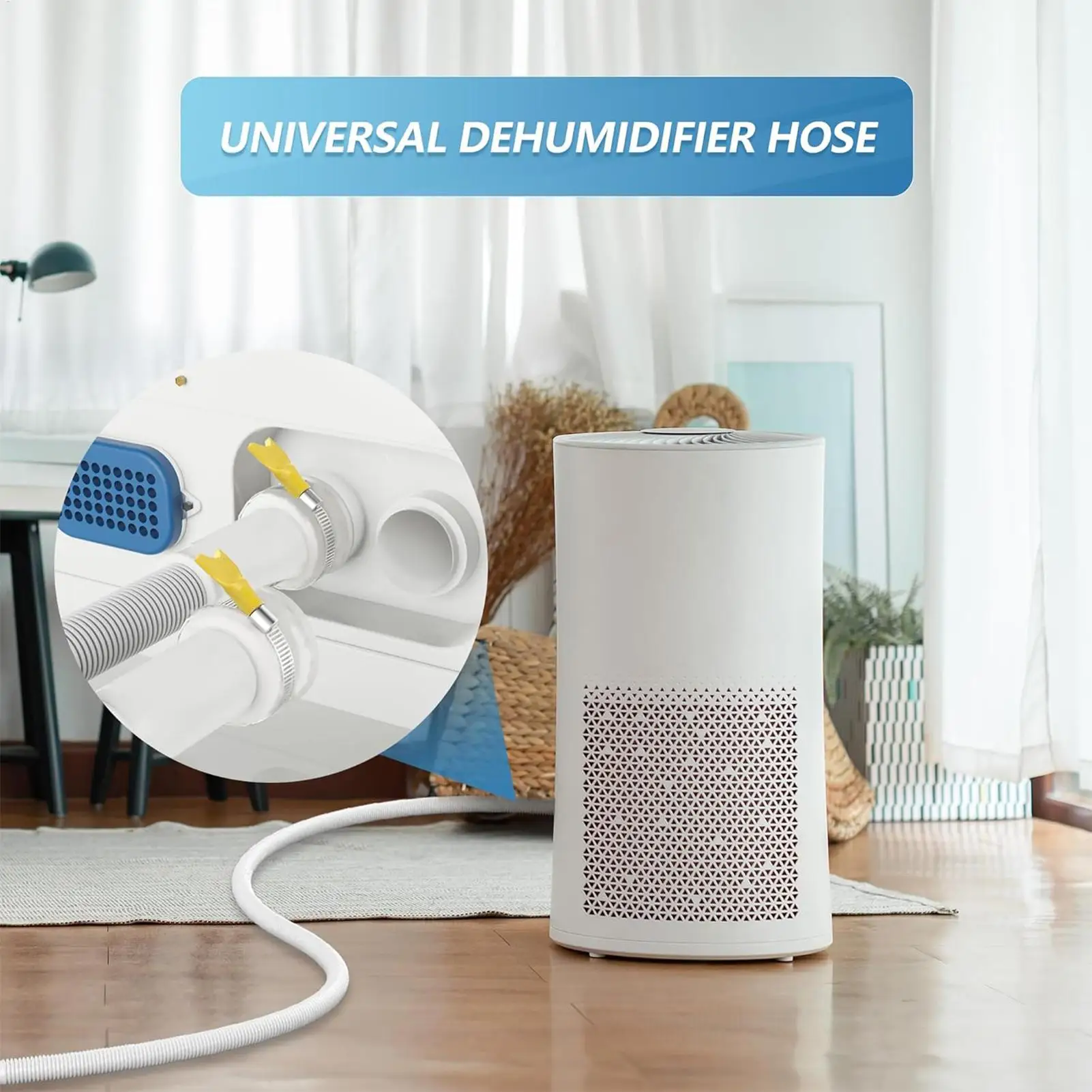 3/4m Universal Air Conditioning Drainage Hose Dehumidifier Drain Hose Lengthen Cuttable Flexible Corrugated Drainpipe White