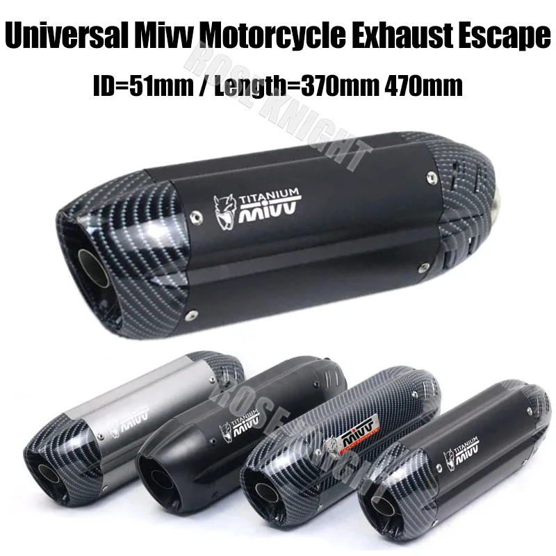 Universal 51mm Mivv Motorcycle Exhaust Muffler Escape for Kawasaki Yamaha Honda Suzuki ETC Moto Exhaust Pipe Modified Accessorie