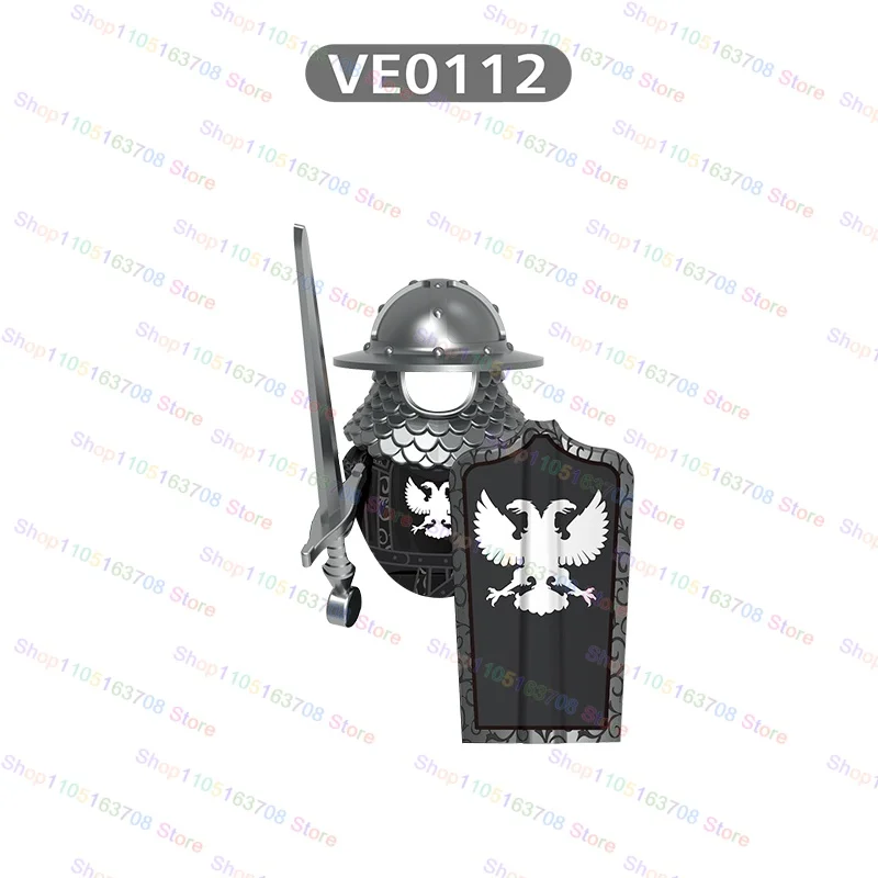 V1002 القرون الوسطى الرماة فرسان القلعة الحرس بالادين فارس النسور السوداء فرسان الثقيلة درع بنة الملحقات اللعب