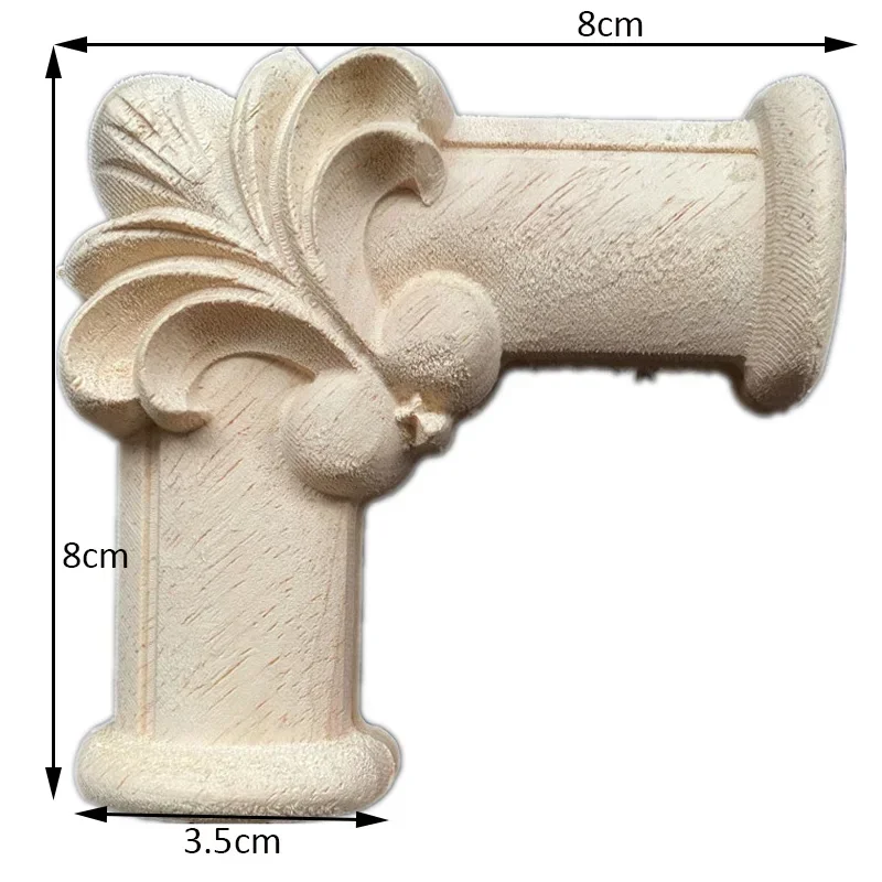 8cm Decal Corner Frame Doors Furniture Woodcarving Decorative Wooden Figurines Wood Carved Applique Vintage Home Decor