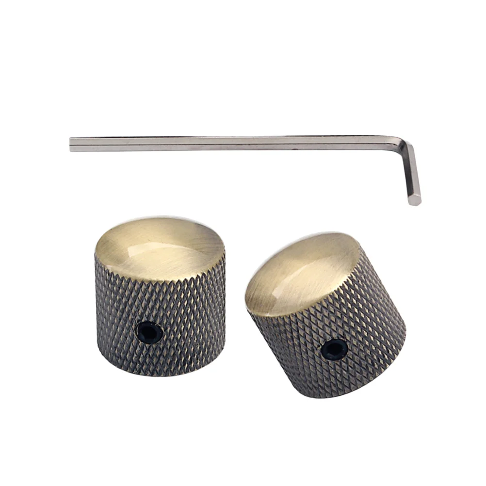 

2pcs Bronze Knobs For Guitar Pedals Metal Effect Connector With Gold Plated Caps Wrenches, Anti-Rust Pedal Coupler For Electric