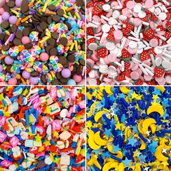 100g Mixed Polymer Clay Sprinkles Hot Soft Pottery Slices Moon Star Strawberry Candy DIY Nail Art Decor Slime Filler Accessories