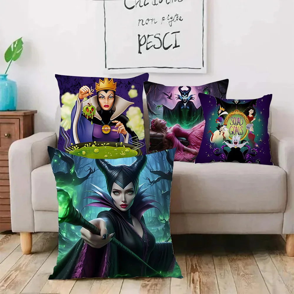 

Princess Villains Queen Disneys Pillow Covers Cartoon Sofa Decorative Home Double-sided Printing Short Plush Cute Cushion Cover