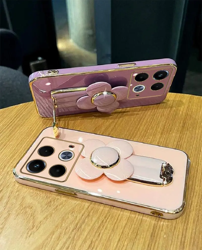 Note40 Flower Windmill Electroplated Phone Holder Case For Infinix Note 40 Shatterproof Protection Infinix Note 40Pro Back Cover