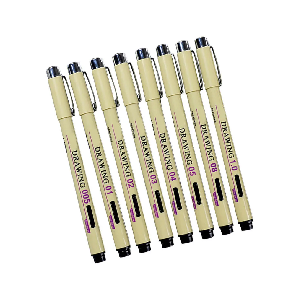 

8Pcs Black Waterproof Fine Line Drawing Pens Suitable for Sketching Writing Technical Drawing Art Painting Pen