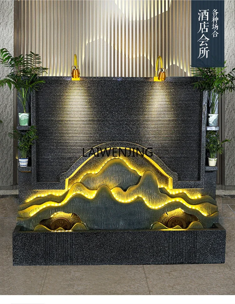 Large water curtain wall screen living room office fountain courtyard water feature decoration lucky ornament