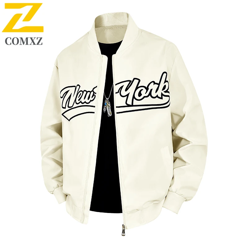 

Мужская куртка 2025 года, модная универсальная удобная дышащая мужская летная куртка с принтом, уличная повседневная модная куртка с бейсбольным воротником