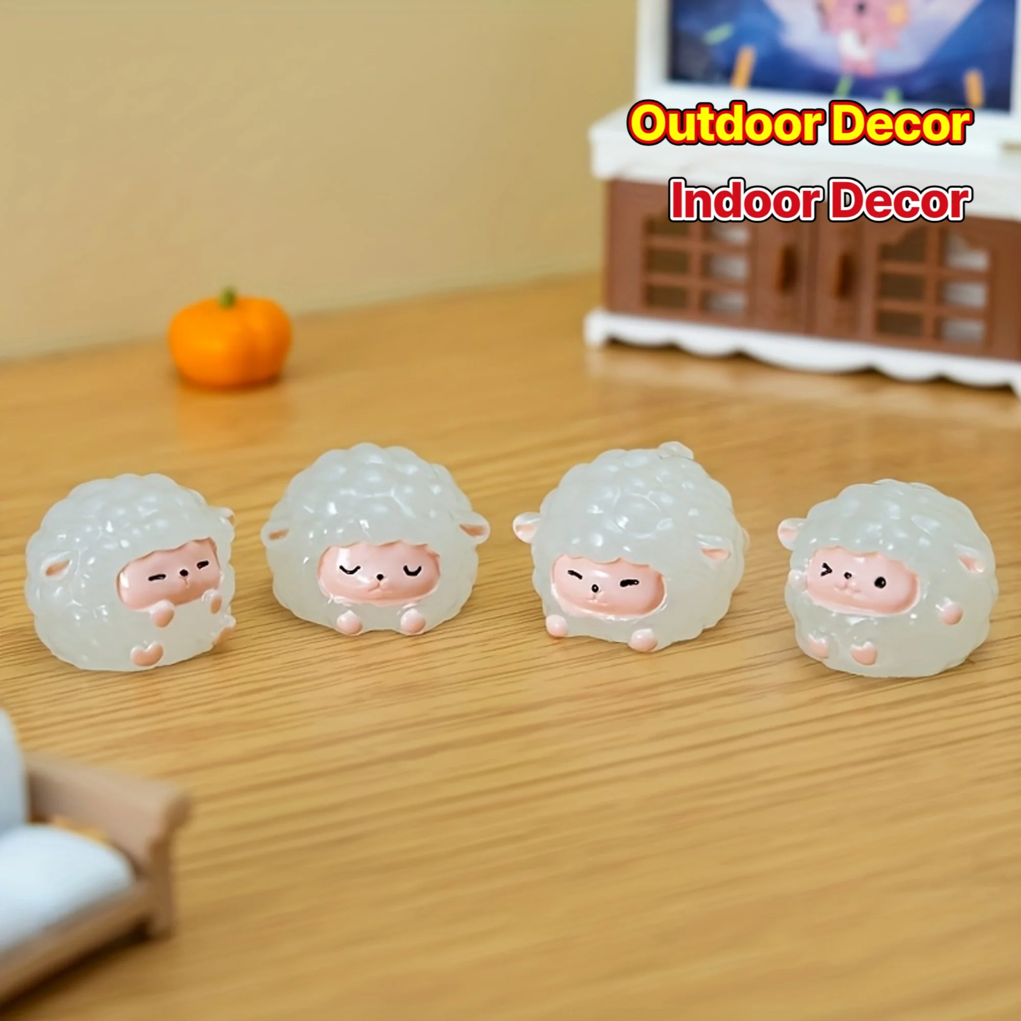 6pcs Glow-in-the-Dark Sheep Figurines - Resin Miniature Collectibles for Car Dashboards,Desks,TV Monitors|Versatile Indoor Decor