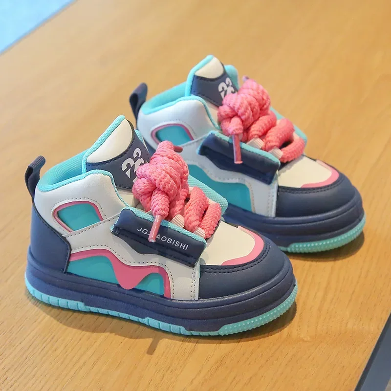 

Детская спортивная обувь для бега для мальчиков и девочек, уличные баскетбольные кроссовки на толстой подошве, легкая модная детская повседневная обувь с высоким берцем