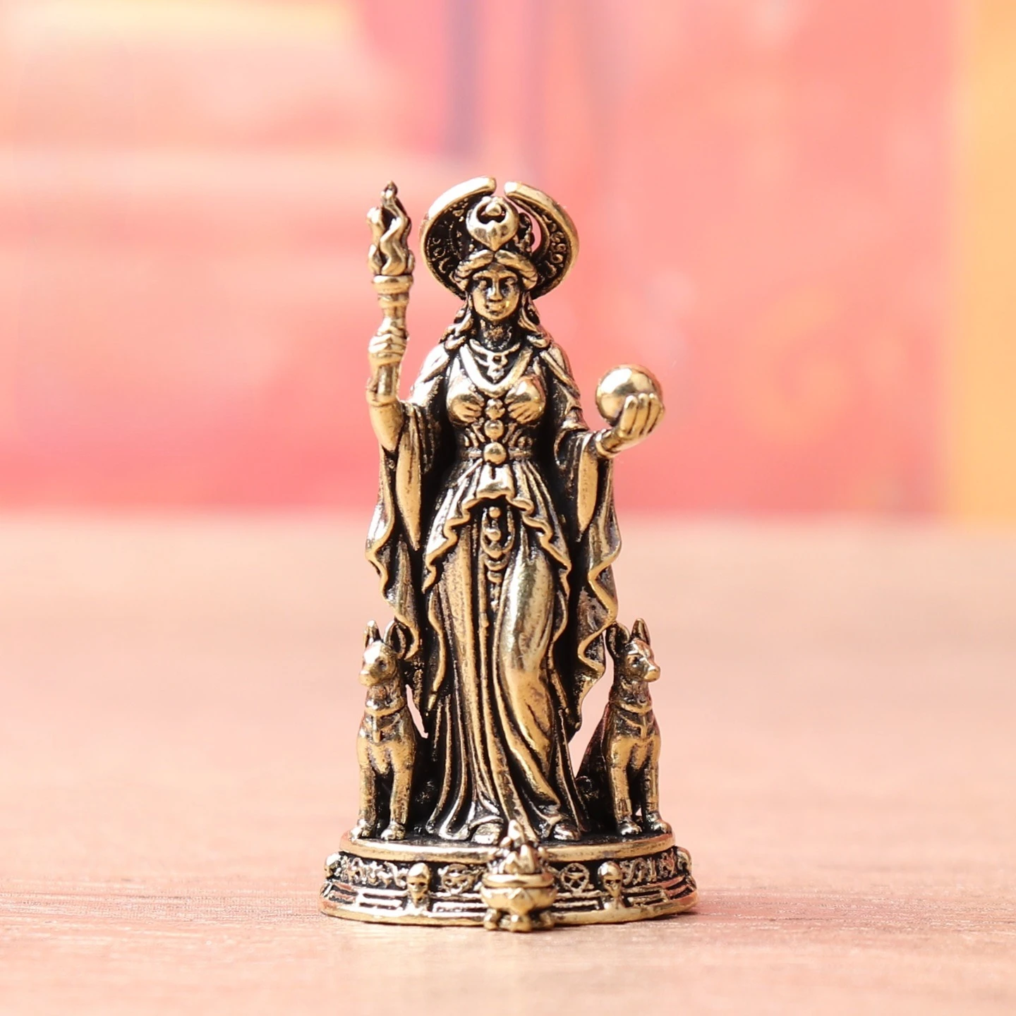 Brass Heratehali Emperor Goddess Ghost Mother Statue Home Decor Office Desk Protector Bronze Carving Crafts Ornament