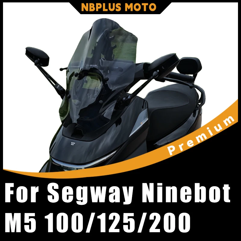 【Premium】 For Segway Ninebot M5 100/125/200 Adjustable Height & Wide Windshield with Mirror Relocation Bracket