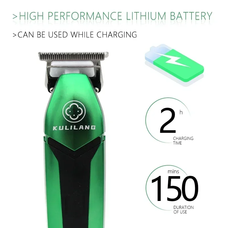 KULLIANG R55 Green Professional Electric Trimmer for Man Oil Head Carving Salon 7200RPM Barber Shop Clipper Oil Head GTX Blade