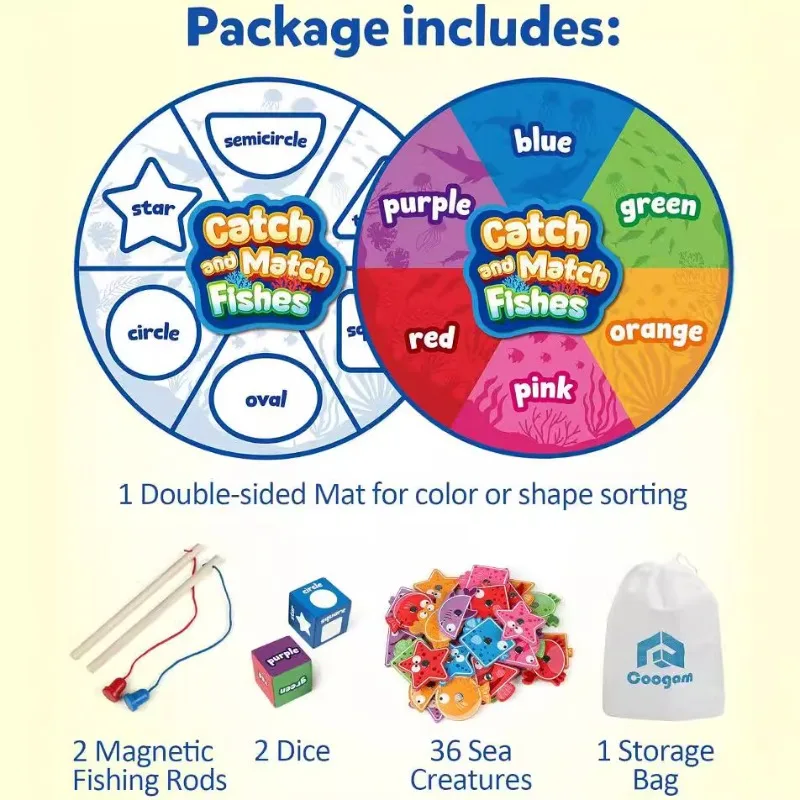 

Монтессори-игрушка для раннего развития: деревянная магнитная рыбалка для развития мелкой моторики, сортировки по цвету и форме