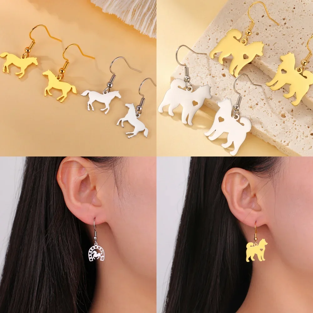 EUEAVAN 5pcs Stainless Steel Pendant Cute Dachshund Dog Horse Charms for Necklace Bracelet Earrings Jewelry Making Supplies DIY