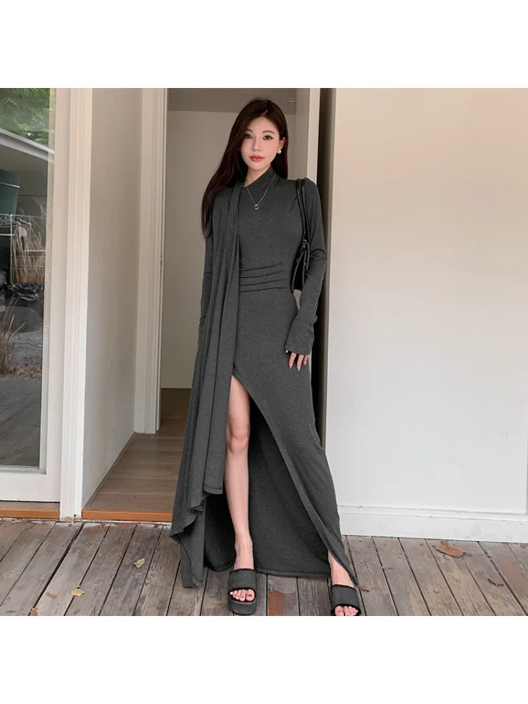 Wiwi Lazy Sle Irregular High Waist Long Dr Design Sensation Street Faion Viscose Polyester Autumn Season Full Sve D...
