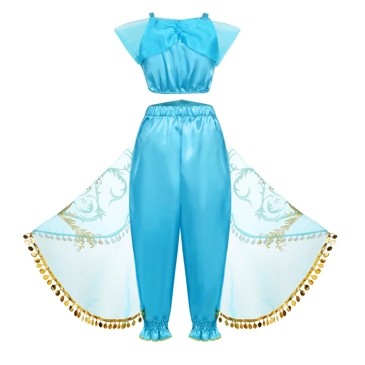فستان أميرات ديزني ياسمين للفتيات أزياء علاء الدين السحري للمصباح السحري للفتيات في الهالوين للأطفال وأعياد الميلاد والرقص #4
