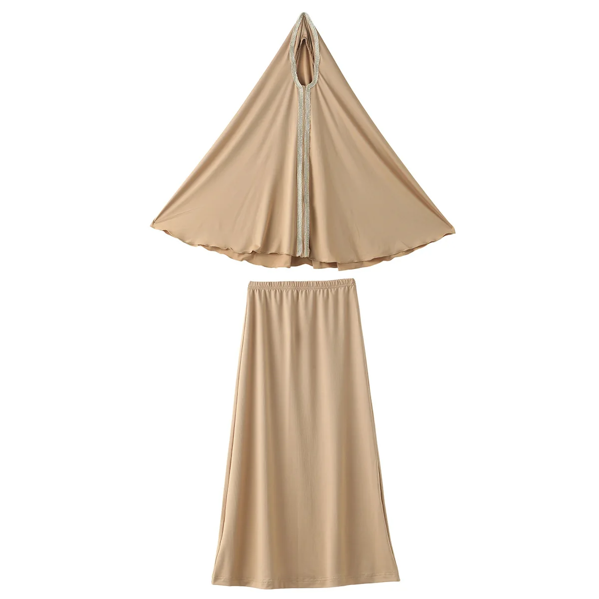 

2pcs Hooded Muslim Children Hijab Dress Prayer Garment Modest Kids Girls Khimar Skirt Abaya Sets Full Cover Eid Ramadan Clothes