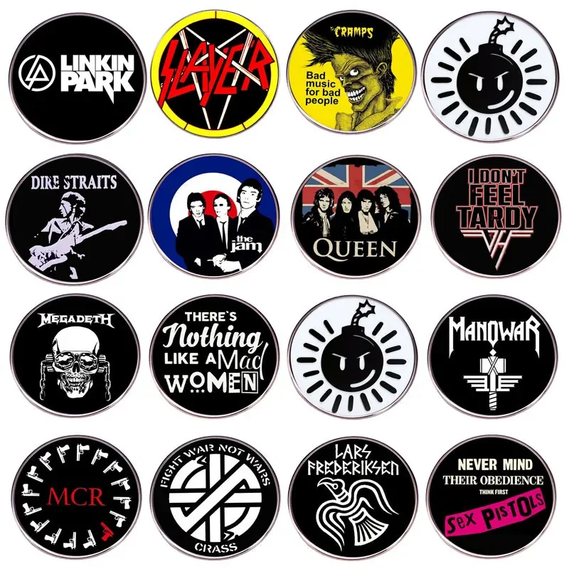 

Classic Rock Band Brooch Fun Punk Music Badges Fashion Backpack Pins Fan Music Lovers Jewelry Accessories Wholesale