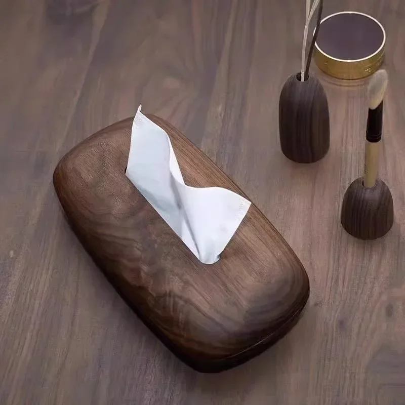 

Коробка из массива ореха, нарисованная из цельного дерева, бумажная коробка из цельного дерева, винтажная креативная новая китайская легкая роскошная простая коробка для салфеток для гостиной D