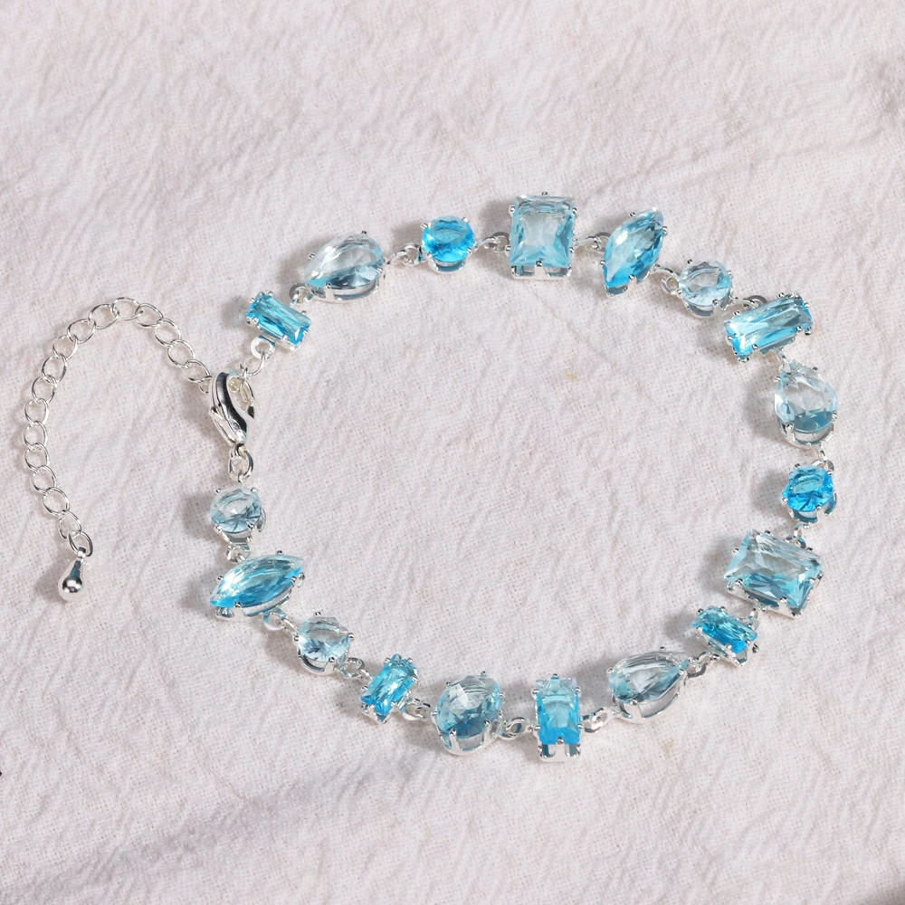 رائعة الأرجواني بحيرة الأزرق الزركون الهندسة على شكل تنس تشيكوسلوفاكيا سوار للنساء أزياء سحر كريستال سلسلة معدنية أساور