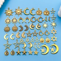56pcs/lot Zinc Alloy Antique Golden Sun Moon Star Charms Pendants For DIY Jewelry Making Earring Necklace Bracelet Accessories
