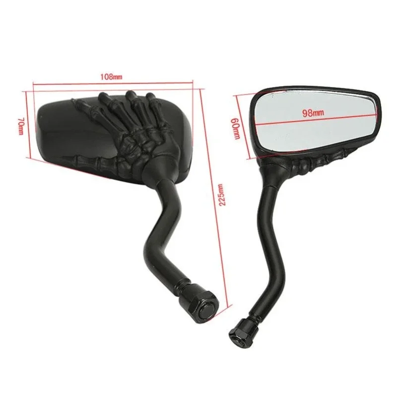 Motorcycle Skeleton Hand Sideview Mirror Motorbike Rearview Mirror（Left+Right ）