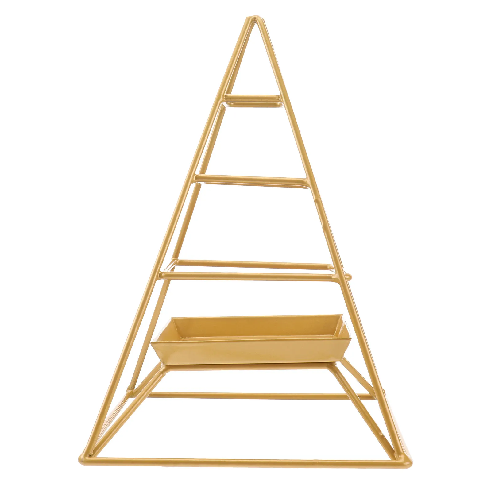

1Pcs Elegant Three-Tier Jewelry Display Stand Iron Storage Rack for Earrings Necklaces Bracelets Golden Stylish Organizer