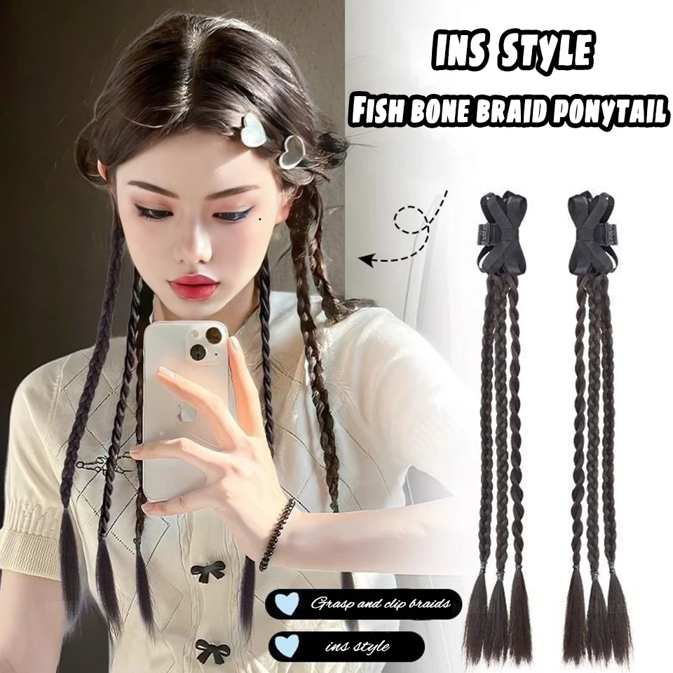 Synthetic Ponytail Extension Multi-Color Option Long Water Wave Curl Wrap Around Clip In Hair Extensions For Women Daily Use