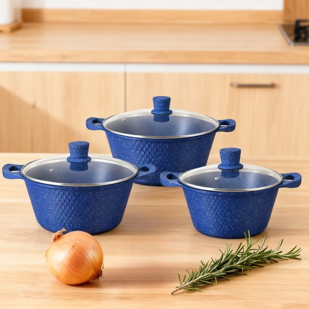 

Non Stick Soup Pot Set with Lid Aluminum Stock Pot for Noodles Milk Spaghetti Kitchen Accessories Household Cooking Pots