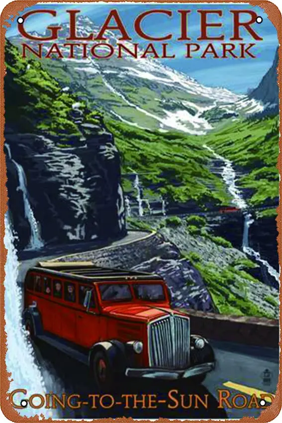 Glacier National Park - Going-To-The-Sun Road, c.2009 8x12 Inches Retro Vintage Decor Sign Metal Tin Sign Home Bar Wall Decor