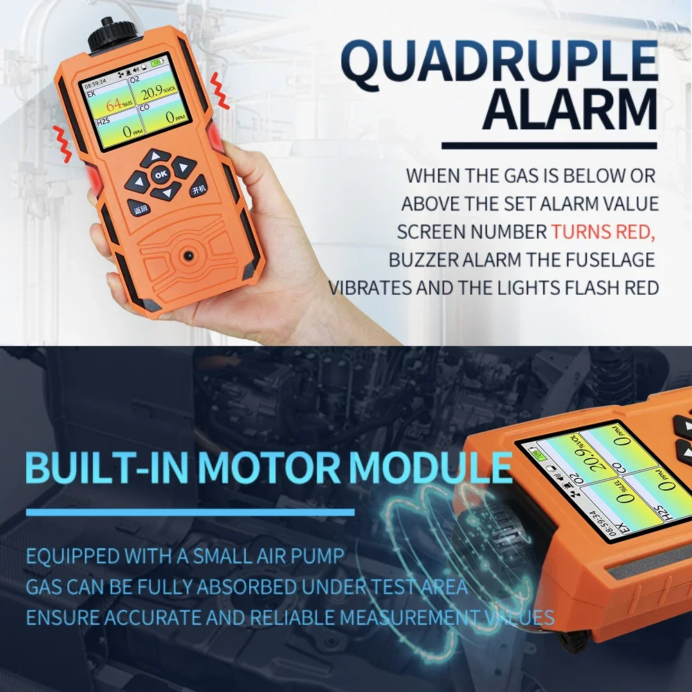 AIKESI X-4BX Pumping Portable Carbon Monoxide Detection Alarm Gas Detector Handheld Composite Gas Detector