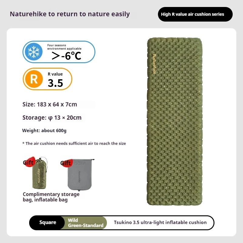 Naturehike Selbstaufblasende Matte Aufblasbare Wärmedämmung Matratze Einzel Paar Luft Camping Bett Isomatte Ultraleicht R3,5 4