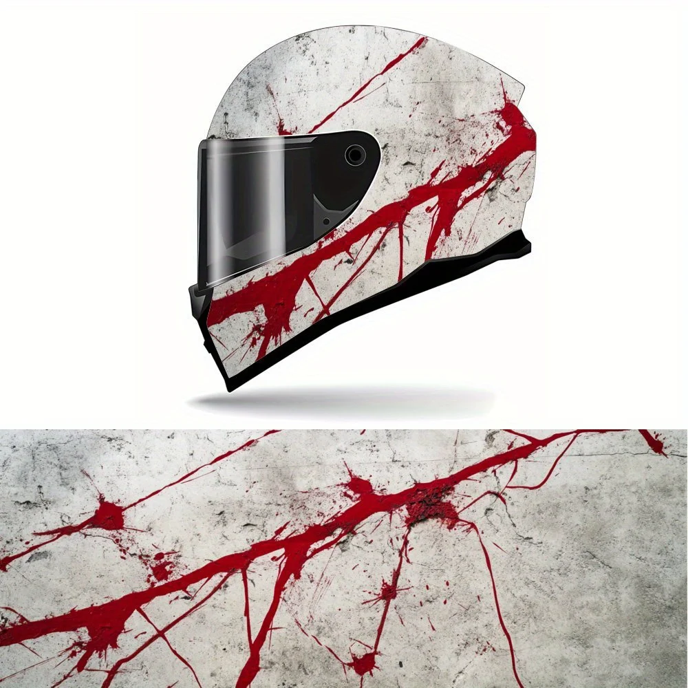 

Abstract Red Design, Gray Background, Intense Art，Helmet Vinyl Wrap, Waterproof Removable Decals for Motorcycle Bike Helmets, An