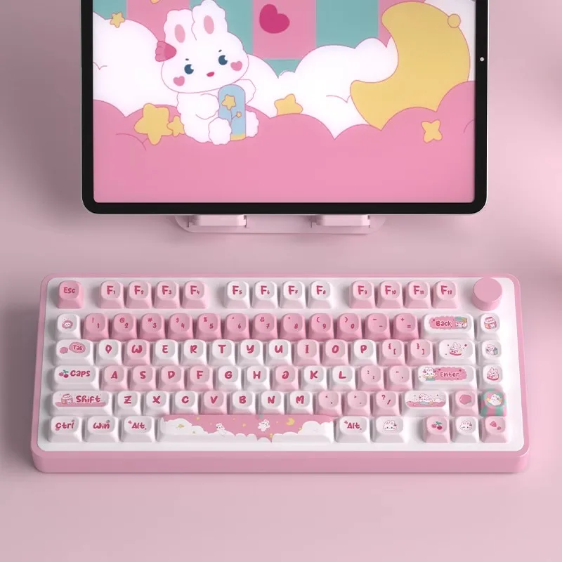 1 セットスナックウサギキーキャップ PBT 染料昇華キーキャップ MOT プロファイル耐光キーキャップ MX スイッチキーボード 61 64 75 84 87 96
