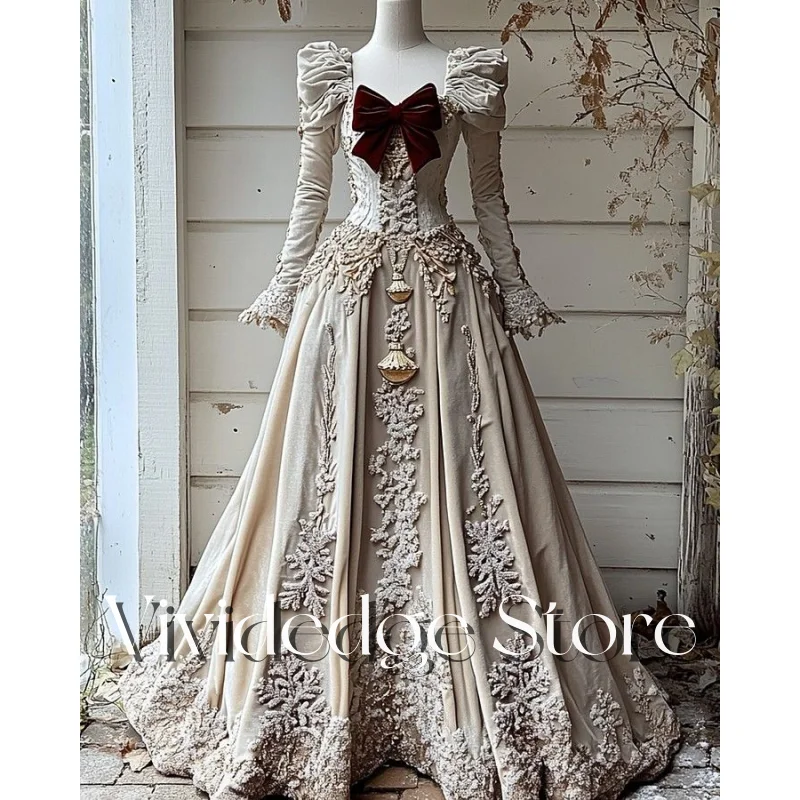 Customized Luxury Women's Champagne Wedding Dresses Deep V Neck Exquisite White Lace Applique Embroidery Long Bridal Gowns