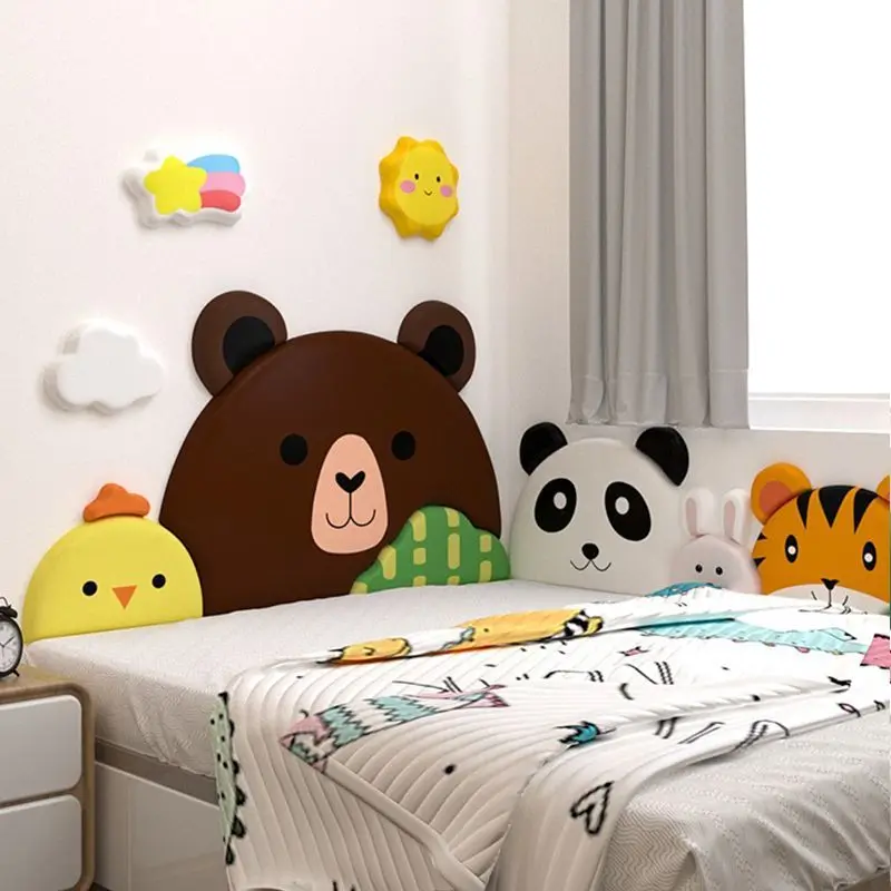 Cartoon Animla Bed Headboard Kids Room Nursery Wall Decor Anti-collision Wall Panels Cabecero Cama Tete De Lit