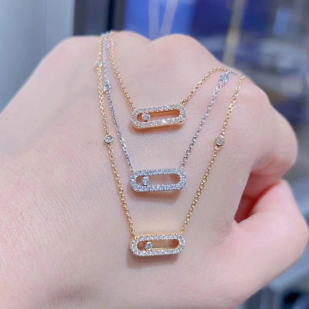 kimsu 2025 new Move series s925 single diamond women's necklace diamond slideable gift for girlfriend