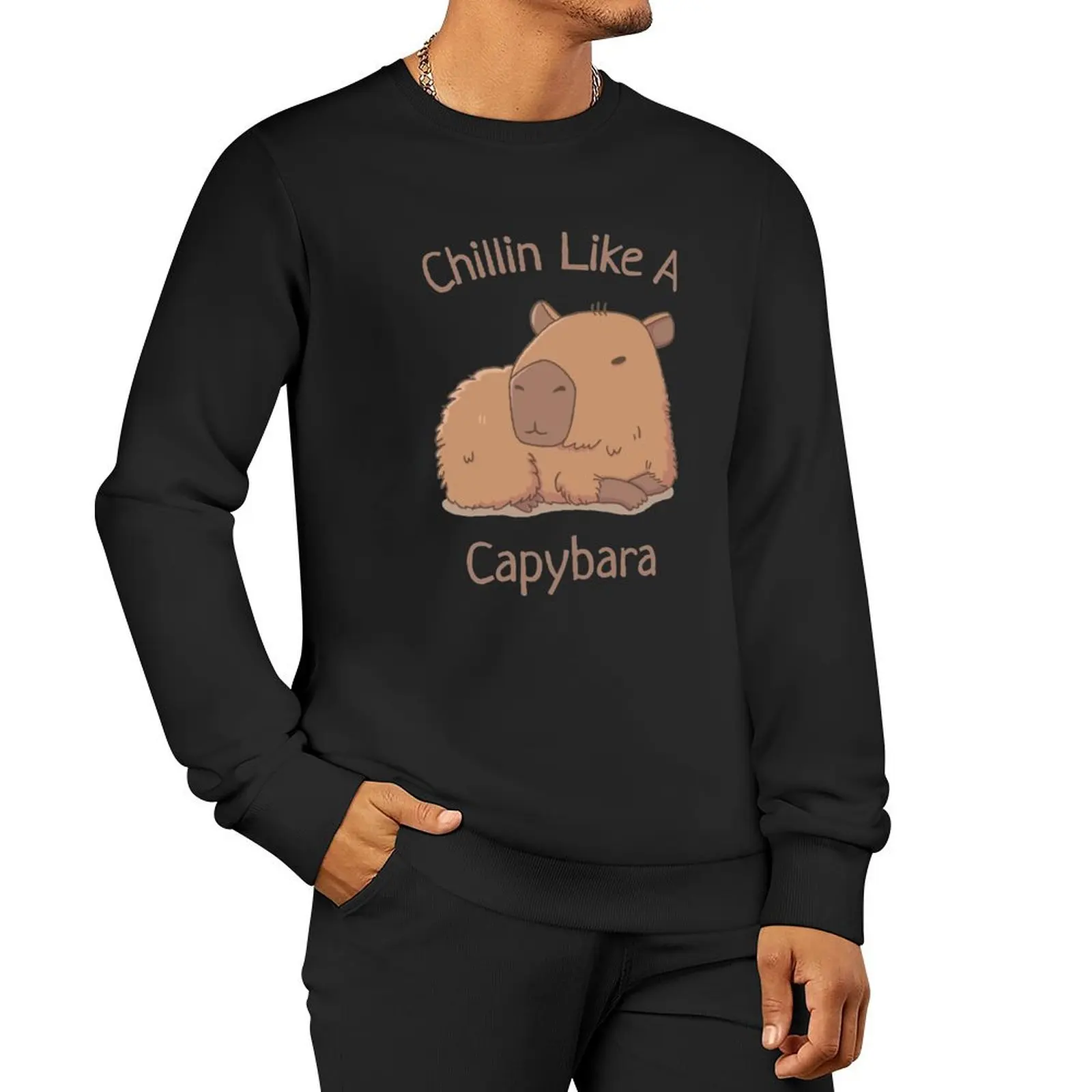 

Chilin Like A Capybara Pullover Hoodie winter clothes sweatshirts for men