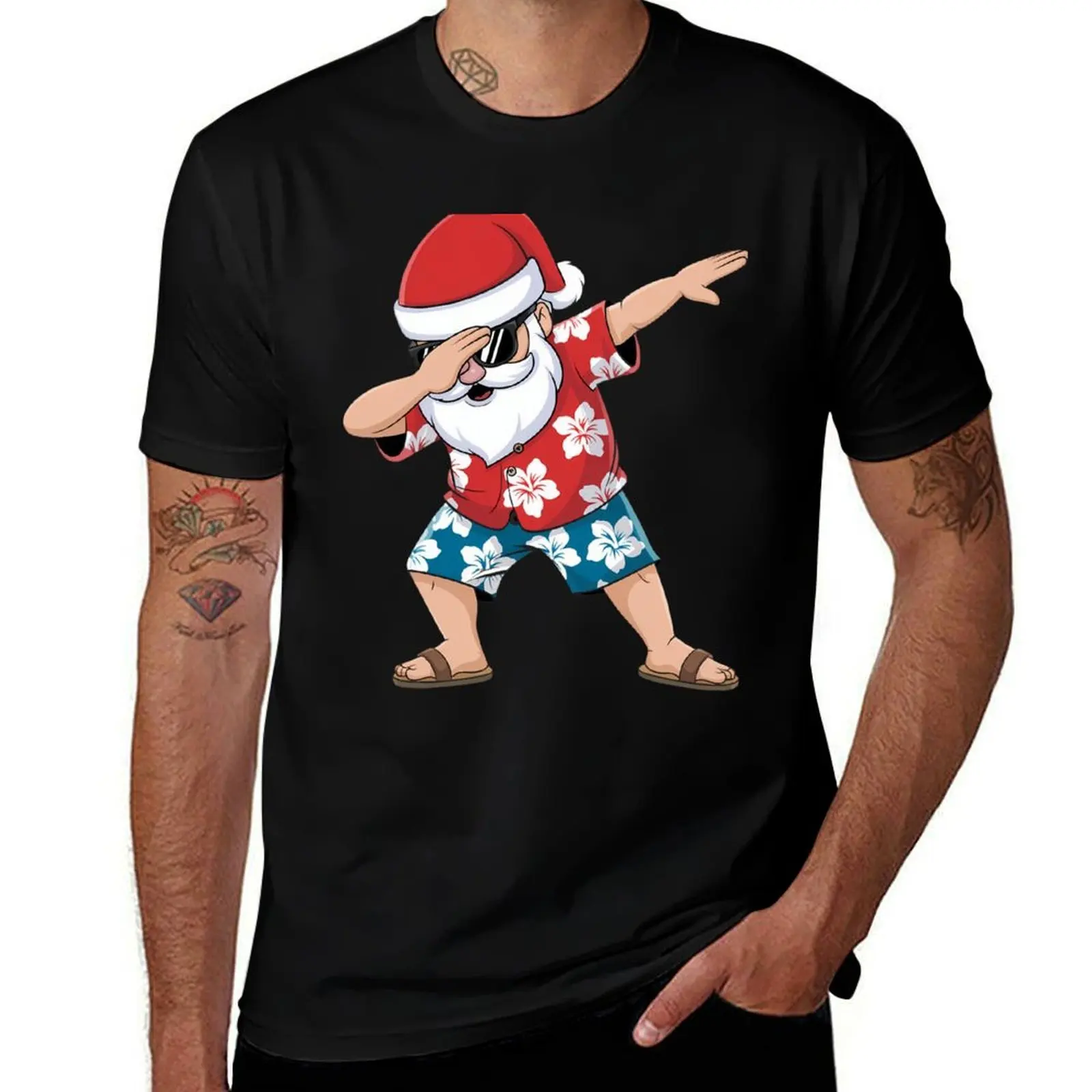 

Dabbing Santa Christmas in July Boys Men Hawaiian Xmas Dab T-Shirt street wear mens funny t shirts