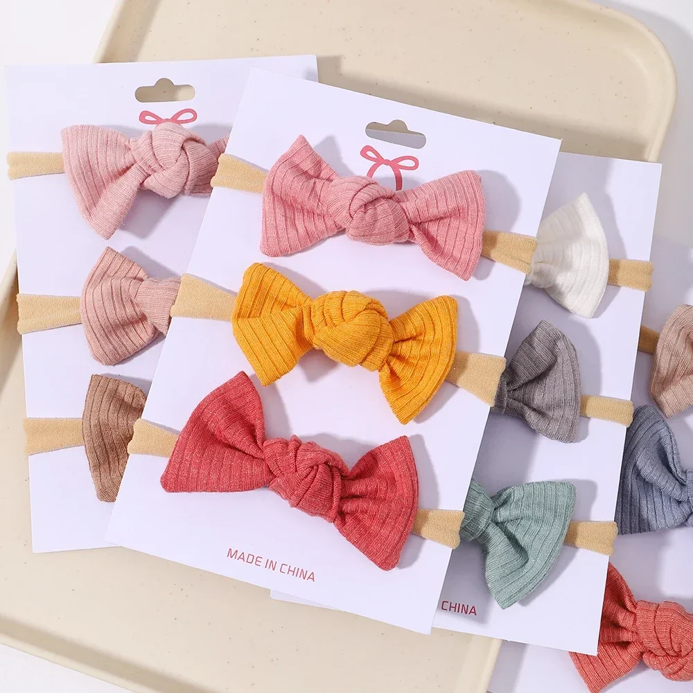 3Pcs/Set Soft Bows Headband for Baby Girls Nylon Hairbands For Newborn Baby Kids Hair Band Headwear Hair Accessories Wholesale