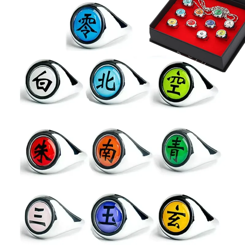 Conjunto de Anéis de Cosplay de Anime Akatsuki Itachi para Mulheres e Homens, Joias de Metal para Dedo, Acessórios Legais, Presente para Melhor Amigo