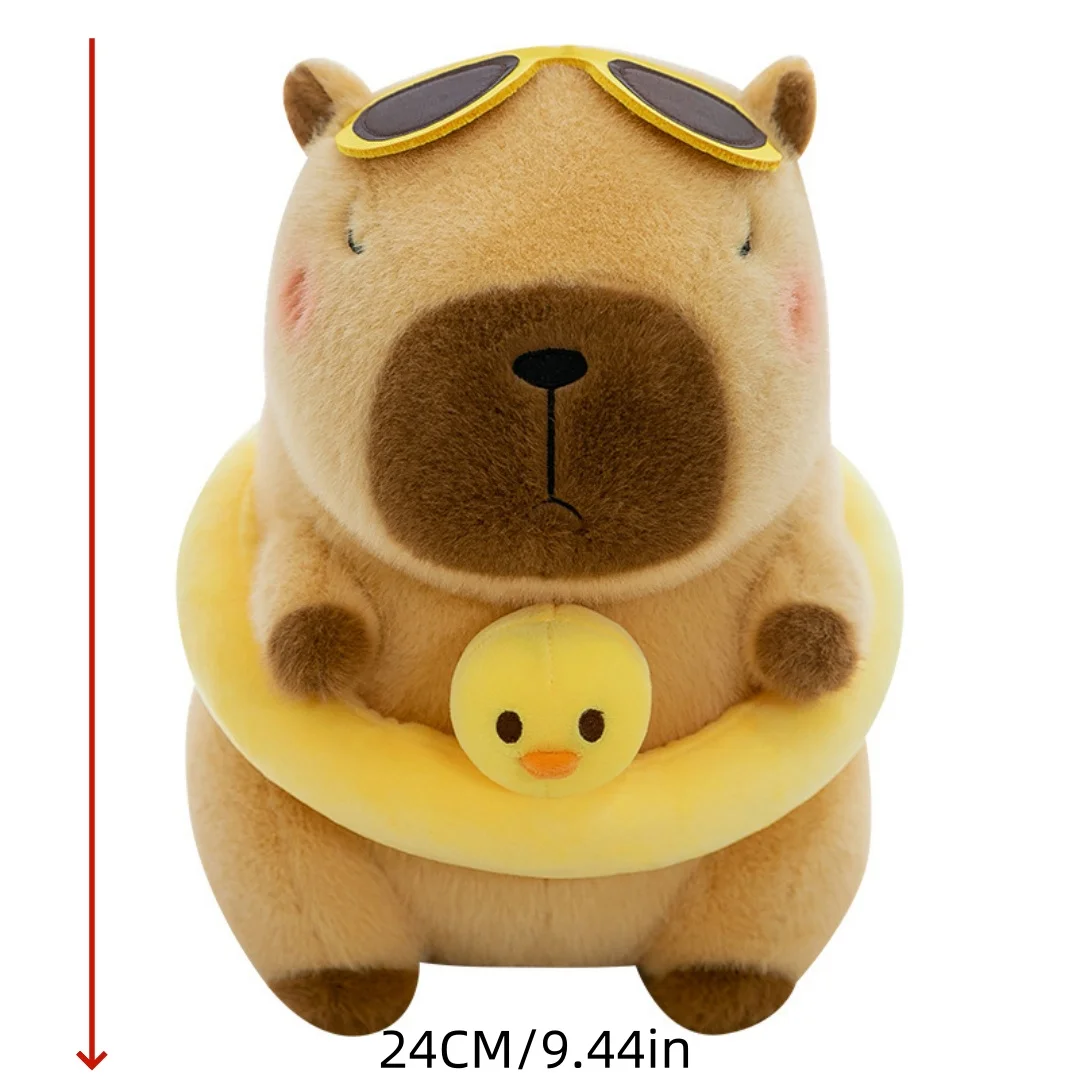 

1pc 24cm/9.44in Seaside, beach swimming, capybara dolls, summer wind, capibala plush dolls, cute family of three, rag dolls