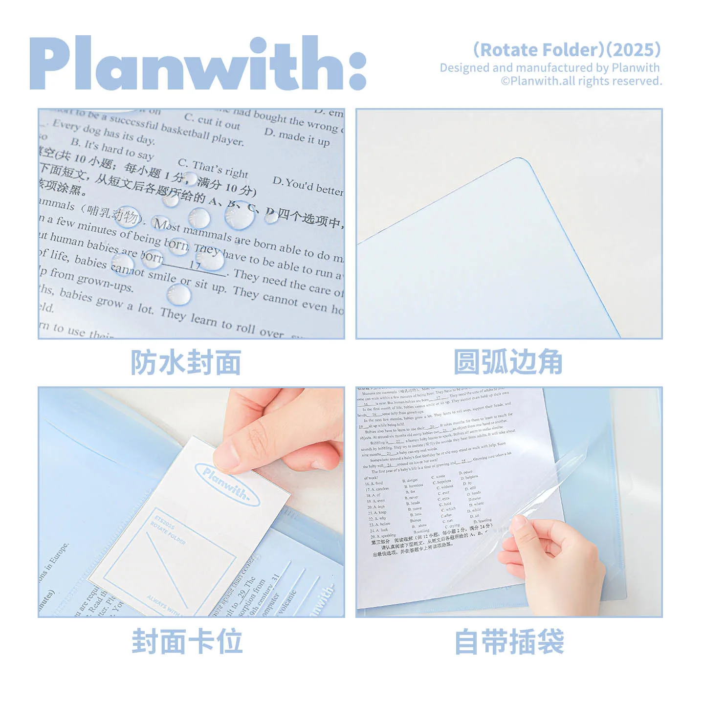 3 pz/lotto A3 cartella rotante trasparente sacchetto di file di plastica sacchetto di archiviazione dati documenti documenti organizzatore forniture di cancelleria